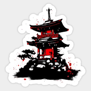 Japanese temple painting Sticker